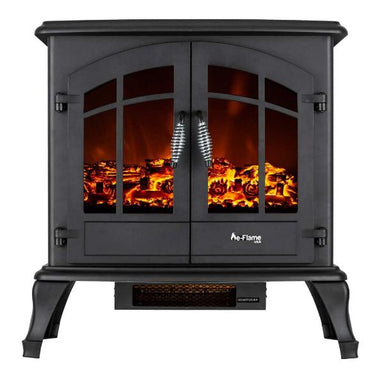 e-Flame USA Jasper 23" Matte Black Freestanding Electric Fireplace Stove Heater-Modern Ethanol Fireplaces