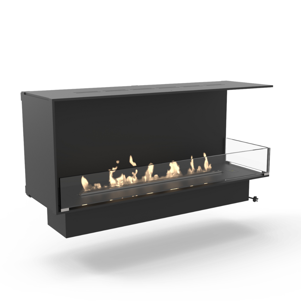 Decoflame Montreal Open to Front and 1 Side 31" Black E-Ribbon Recessed Ethanol Fireplace with Denver F6 Burner