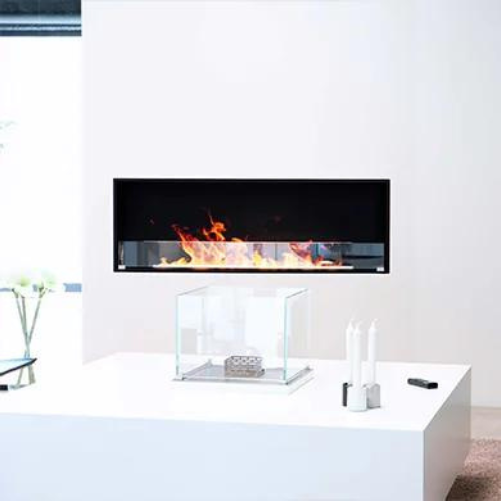Decoflame Montreal Open to Front 39" Black E-Ribbon Recessed Ethanol Fireplace with Denver F3 Burner