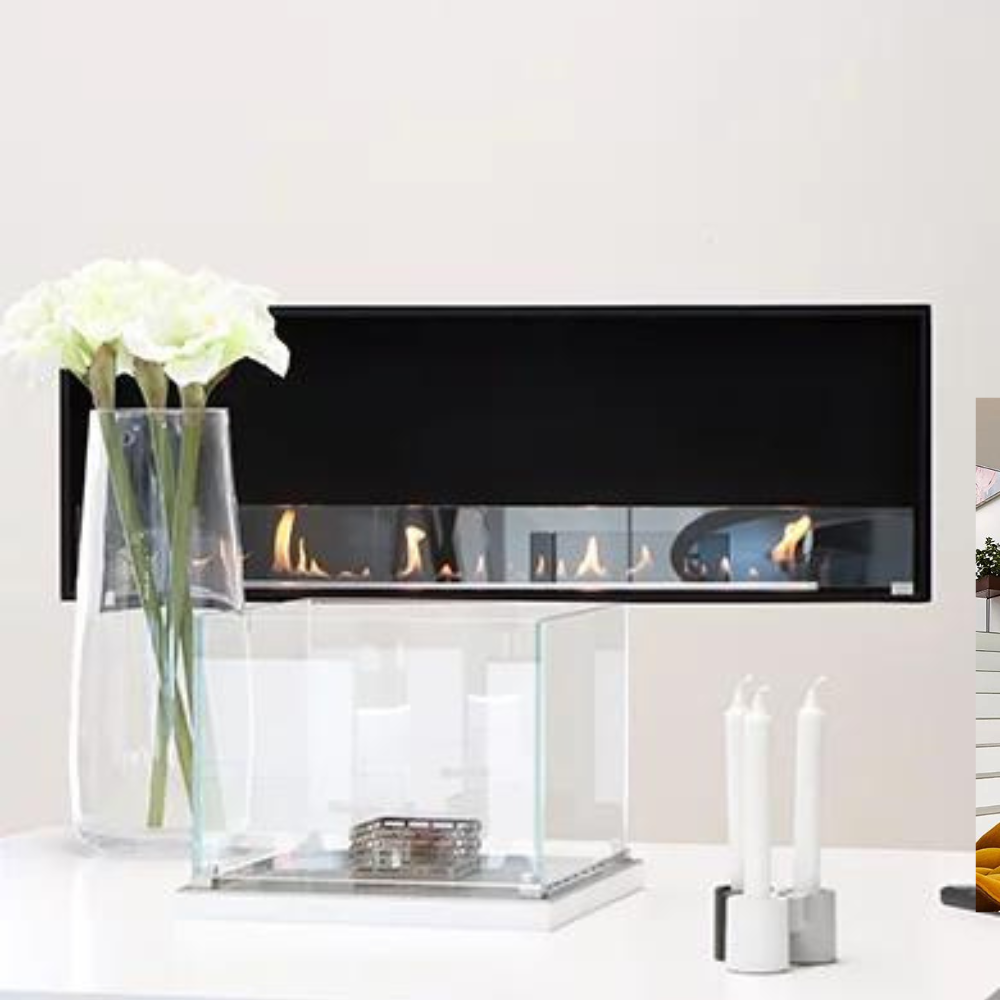 Decoflame Montreal Open to Front 31" Black E-Ribbon Recessed Ethanol Fireplace with Denver F3 Burner