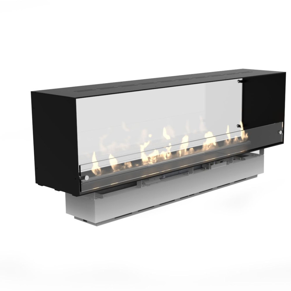 Decoflame Montreal Open to Front and Back 31" Black E-Ribbon Recessed Ethanol Fireplace with Denver F3 Burner