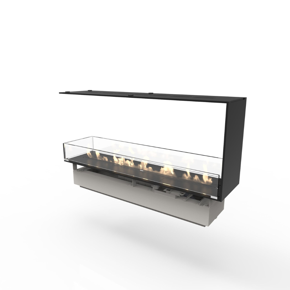 Decoflame Montreal Open to Front, Back and 1 Side 31" Black E-Ribbon Recessed Ethanol Fireplace with Denver F3 Burner