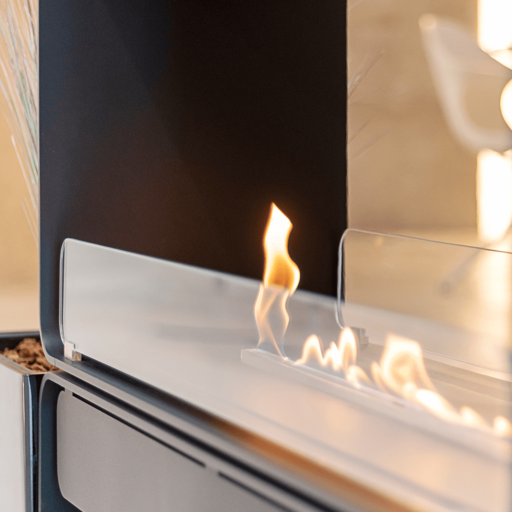 Decoflame Ethanol Fireplaces Decoflame Austin 41" Black e-Ribbon Freestanding Ethanol Fireplace