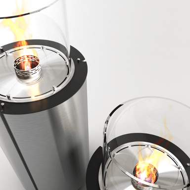 Decoflame Ethanol Fireplaces Decoflame Monaco Round Tower 37" Stainless Steel Freestanding Ethanol Fireplace