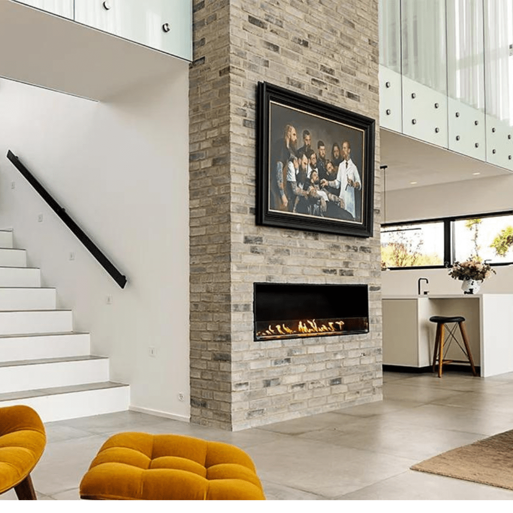 Decoflame Ethanol Fireplaces Decoflame Montreal Open to Front 31" Black E-Ribbon Recessed Ethanol Fireplace with Denver F3 Burner