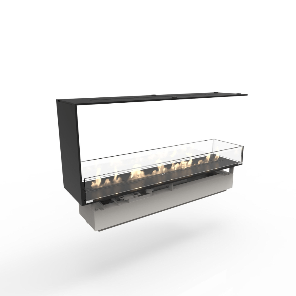 Decoflame Ethanol Fireplaces Right Decoflame Montreal Open to Front, Back and 1 Side 31" Black E-Ribbon Recessed Ethanol Fireplace with Denver F3 Burner