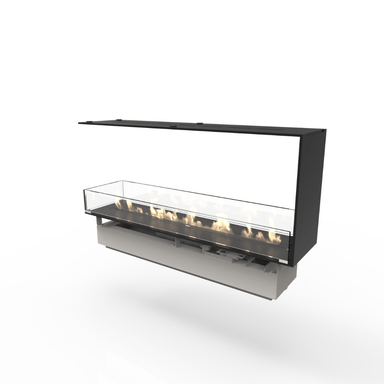 Decoflame Ethanol Fireplaces Left Decoflame Montreal Open to Front, Back and 1 Side 47" Black E-Ribbon Recessed Ethanol Fireplace with Denver F6 Burner