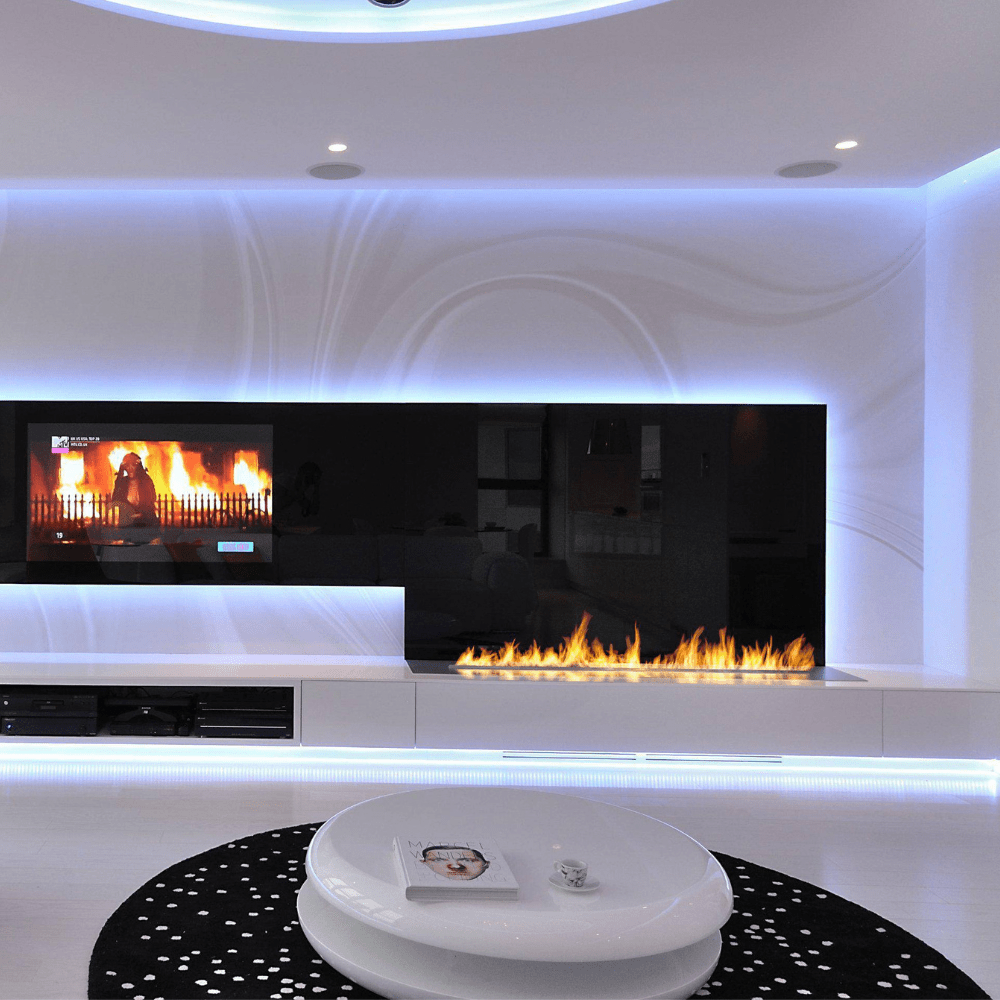 NetZero Water Vapor Fireplace NetZero 36" Black Automatic Ethanol Primefire Burner with BEV Technology