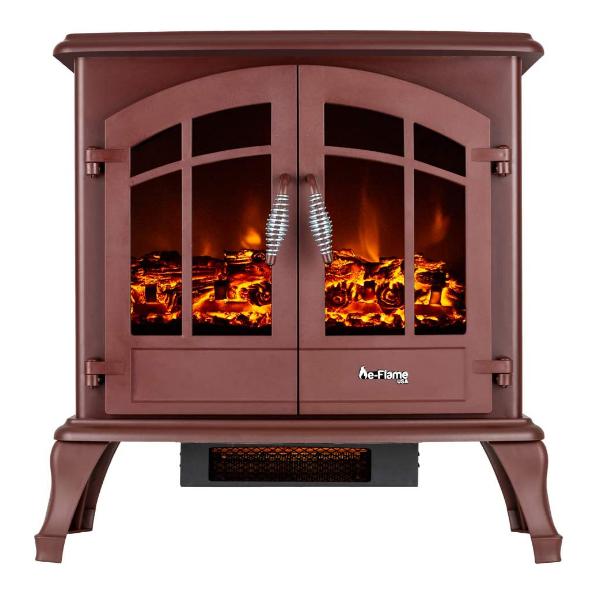 e-Flame USA Jasper 23" Rustic Red Freestanding Electric Fireplace Stove Heater-Modern Ethanol Fireplaces