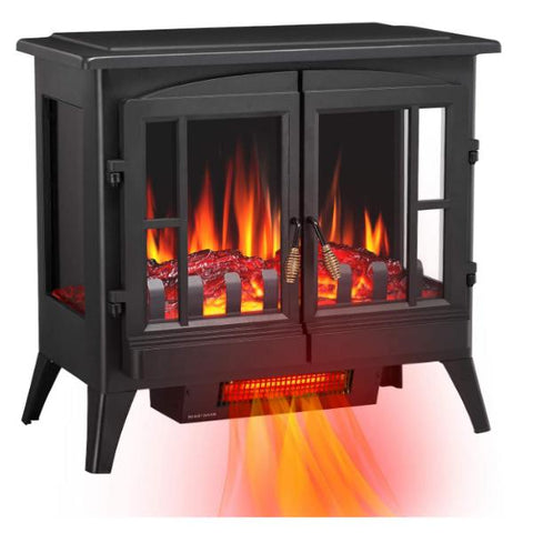 Antratic Star 3D 23" Black Infrared Freestanding Electric Fireplace Stove-Modern Ethanol Fireplaces