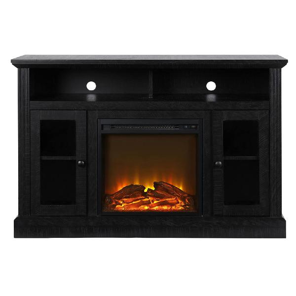 Ameriwood Home Chicago 50" Black Freestanding Electric Fireplace - TV Stand-Modern Ethanol Fireplaces