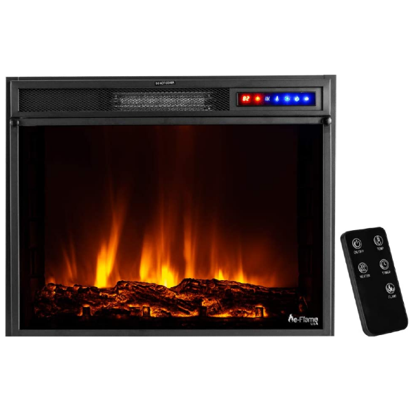 e-Flame USA Breckenridge 25" Black LED Electric Fireplace Stove Insert with Remote
