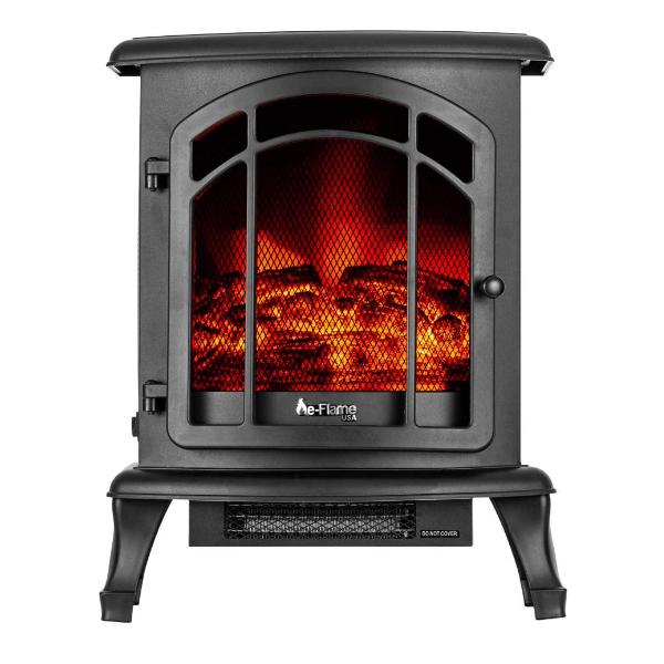 e-Flame USA Tahoe 18" Matte Black LED Portable Freestanding Electric Fireplace Stove-Modern Ethanol Fireplaces