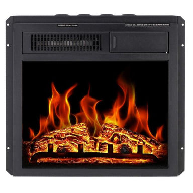 Antarctic Star 18" Black Electric Fireplace Insert with 7 Log Hearth Flame Settings-Modern Ethanol Fireplaces