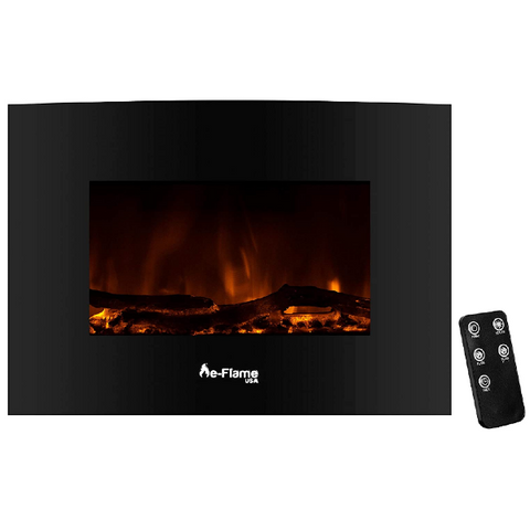 Image of e-Flame USA Sundance 22" Black Curved Wall Mounted LED Electric Fireplace with Remote