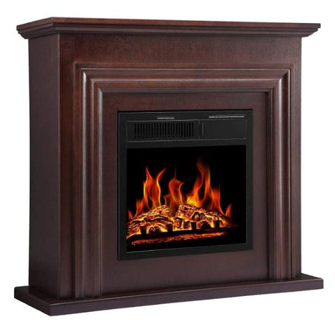 Image of Antarctic Star 36'' Brown Freestanding Electric Fireplace with Mantel & Remote Control-Modern Ethanol Fireplaces