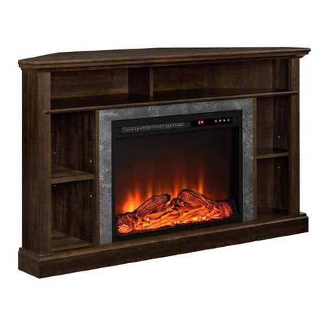 Image of Ameriwood Home Overland 50" Espresso Freestanding Electric Corner Fireplace-Modern Ethanol Fireplaces