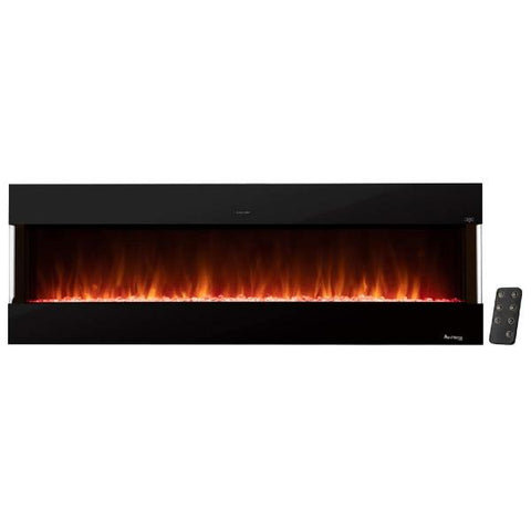 Image of e-Flame USA Hampshire 60" Black Wall Mount Electric Fireplace with Timer-Modern Ethanol Fireplaces