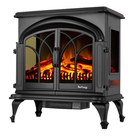 e-Flame USA Denali XL 28" Matte Black Portable Freestanding Electric Fireplace Stove-Modern Ethanol Fireplaces