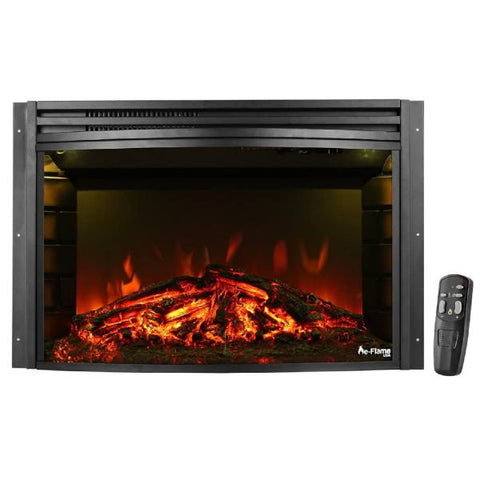 Image of e-Flame USA Quebec 27" Black Electric Fireplace Stove Insert with Remote-Modern Ethanol Fireplaces