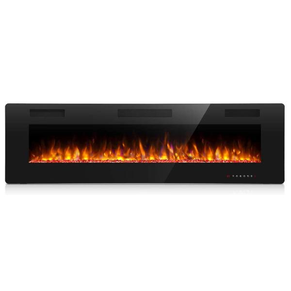 Antarctic Star 50" Black Wall Mounted Electric Fireplace with Multicolor Flame-Modern Ethanol Fireplaces