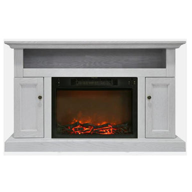 Cambridge Sorrento 47'' White Freestanding Electric Fireplace with Log Insert and Remote-Modern Ethanol Fireplaces