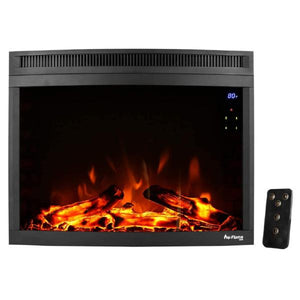 e-Flame USA Edmonton 28" Black Curved LED Electric Fireplace Stove Insert with Remote-Modern Ethanol Fireplaces