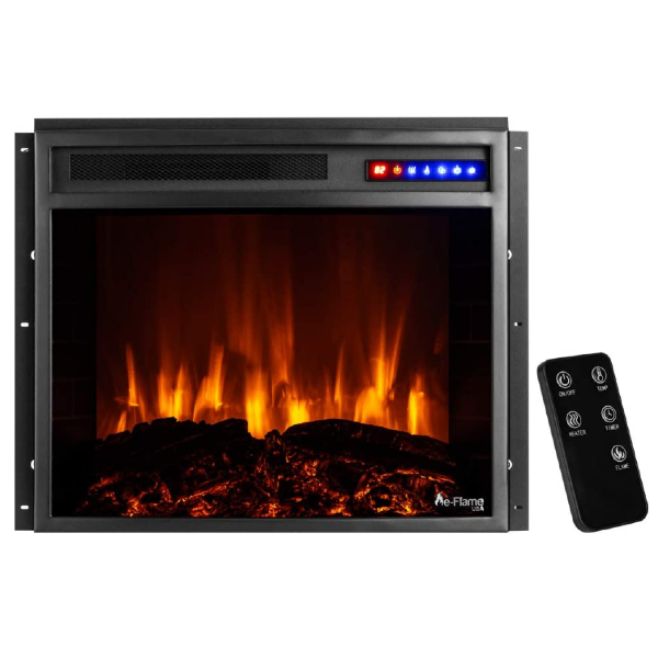 e-Flame USA Jackson 25" Black LED Electric Fireplace Stove Insert with Remote