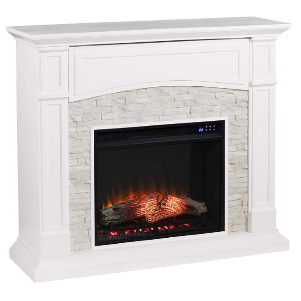 SEI Furniture Seneca 45" New White Freestanding Electric Fireplace