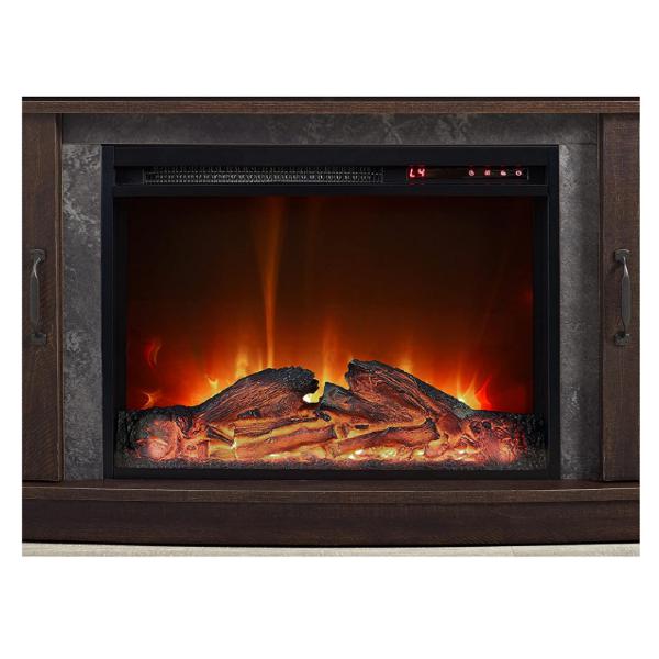 Ameriwood Home Barrow Creek 60" Espresso Freestanding Electric Fireplace Console-Modern Ethanol Fireplaces