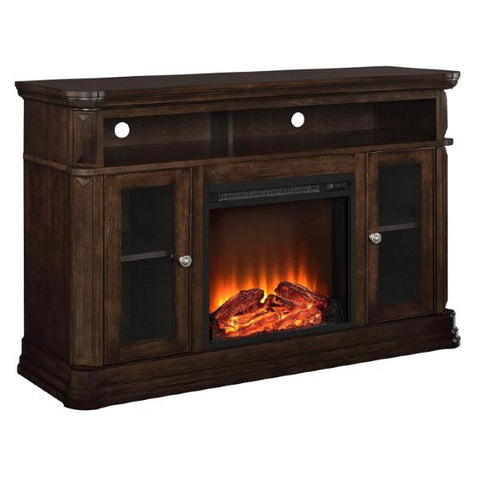 Image of Ameriwood Home Brooklyn 50" Espresso Freestanding Electric Fireplace TV Console-Modern Ethanol Fireplaces