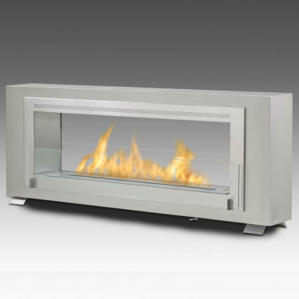 Eco-Feu Santa Cruz 63" Stainless Steel 2-Sided Ventless Ethanol Fireplace w/ Spout WS-00081-Modern Ethanol Fireplaces