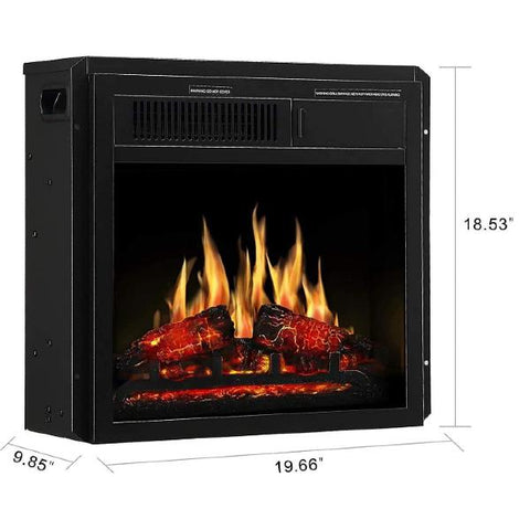Image of Antarctic Star 18" Black Electric Fireplace Insert with 7 Log Hearth Flame Settings-Modern Ethanol Fireplaces