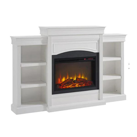 Image of Ameriwood Home Lamont 69" White Mantel Electric Freestanding Fireplace-Modern Ethanol Fireplaces