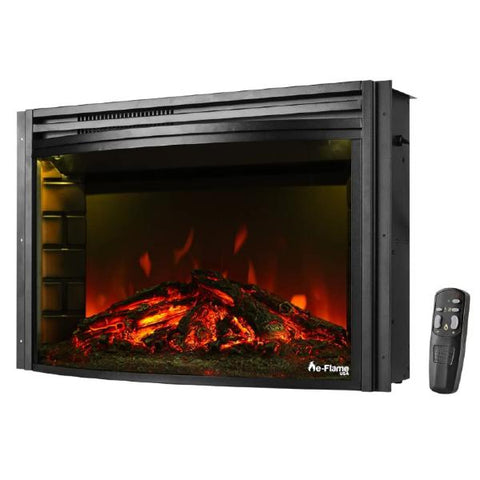 Image of e-Flame USA Quebec 27" Black Electric Fireplace Stove Insert with Remote-Modern Ethanol Fireplaces