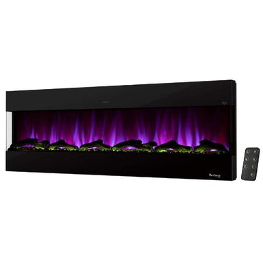 e-Flame USA Hampshire 60" Black Wall Mount Electric Fireplace with Timer-Modern Ethanol Fireplaces