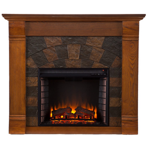 SEI Furniture Elkmont 40" Salem Antique Oak Freestanding Electric Fireplace