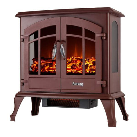 Image of e-Flame USA Jasper 23" Rustic Red Freestanding Electric Fireplace Stove Heater-Modern Ethanol Fireplaces