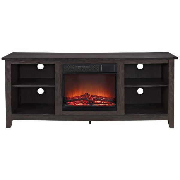 Walker Edison Wren Classic 58" Espresso 4 Cubby Electric Fireplace TV Stand