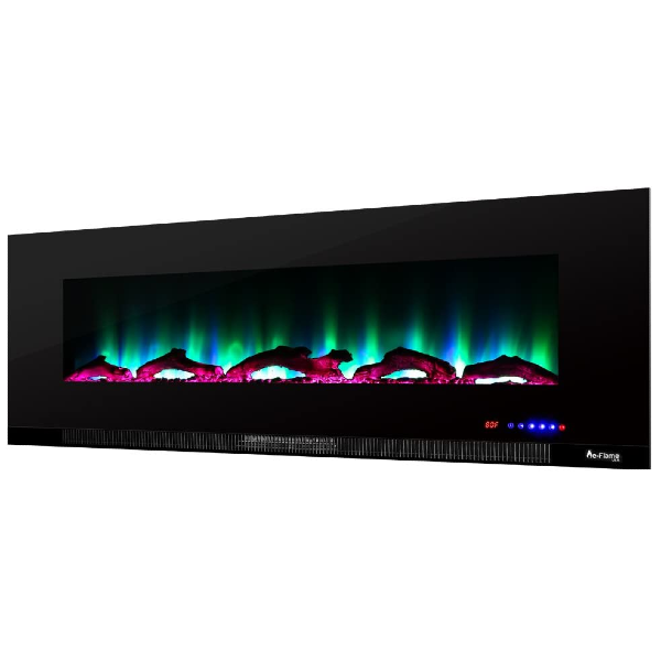 e-Flame USA Livingston 60" Matte Black Wall Mount LED 3-D Electric Fireplace Stove