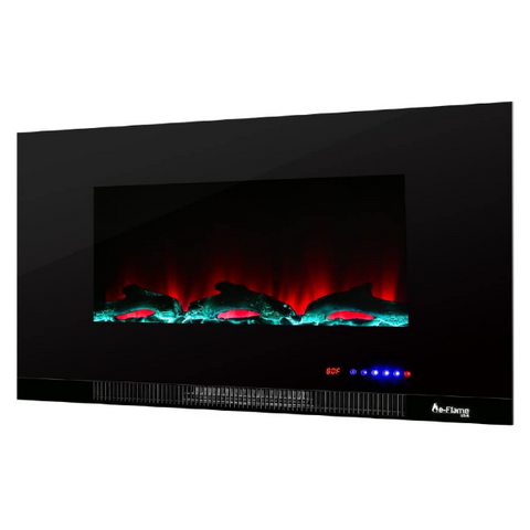 Image of e-Flame USA Livingston 36" Black Wall Mount LED 3-D Electric Fireplace Stove with Timer