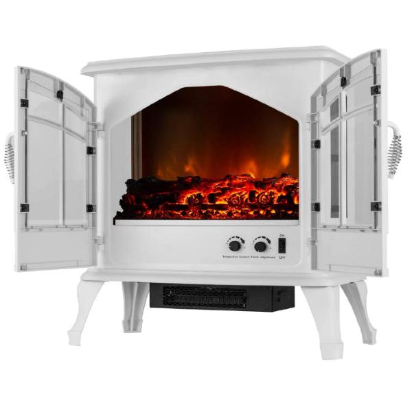 e-Flame USA Jasper 23" White Freestanding Electric Fireplace Stove Heater-Modern Ethanol Fireplaces