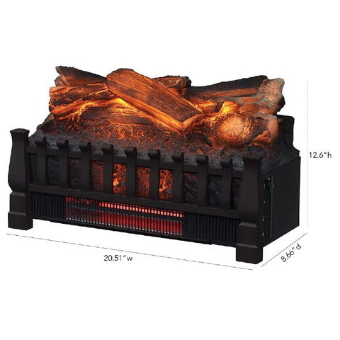 Image of Duraflame DFI030ARU 25" Black Infrared Quartz Set Heater with Ember Bed and Logs-Modern Ethanol Fireplaces
