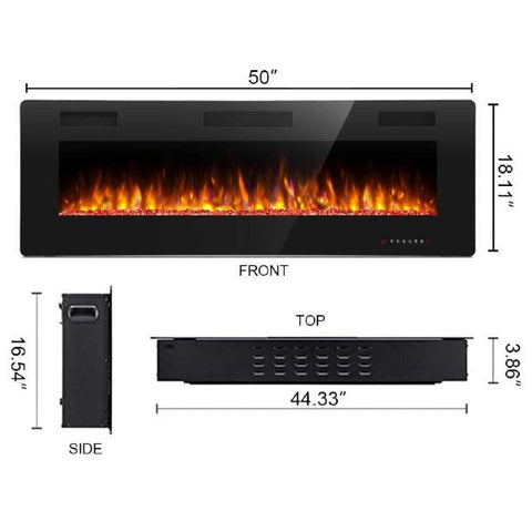Image of Antarctic Star 50" Black Wall Mounted Electric Fireplace with Multicolor Flame-Modern Ethanol Fireplaces