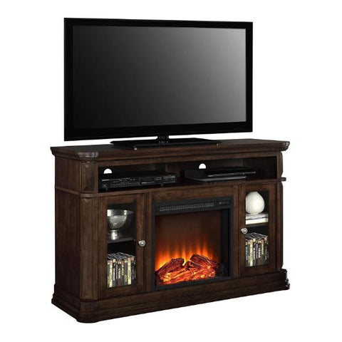 Image of Ameriwood Home Brooklyn 50" Espresso Freestanding Electric Fireplace TV Console-Modern Ethanol Fireplaces