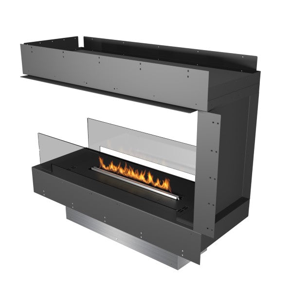 Planika Forma Peninsula 48" Black 3-Sided Recessed Ethanol Fireplace w/ Remote Control-Modern Ethanol Fireplaces