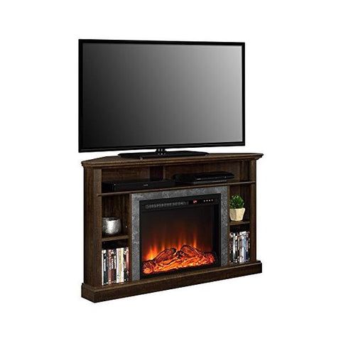 Image of Ameriwood Home Overland 50" Espresso Freestanding Electric Corner Fireplace-Modern Ethanol Fireplaces