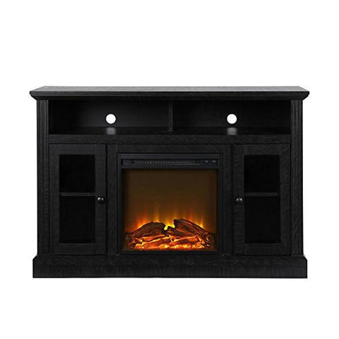 Image of Ameriwood Home Chicago 50" Black Freestanding Electric Fireplace - TV Stand-Modern Ethanol Fireplaces