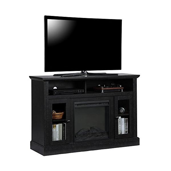 Ameriwood Home Chicago 50" Black Freestanding Electric Fireplace - TV Stand-Modern Ethanol Fireplaces