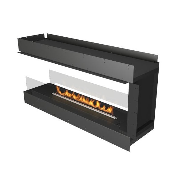 Planika Forma Peninsula 60" Black Firebox Ethanol Fireplace w/ Remote Control-Modern Ethanol Fireplaces